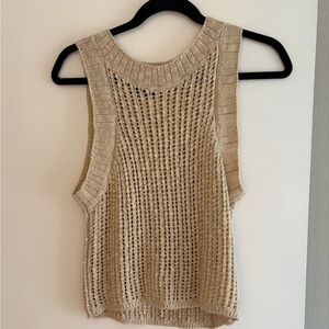 Beige Knit Sleeveless Top